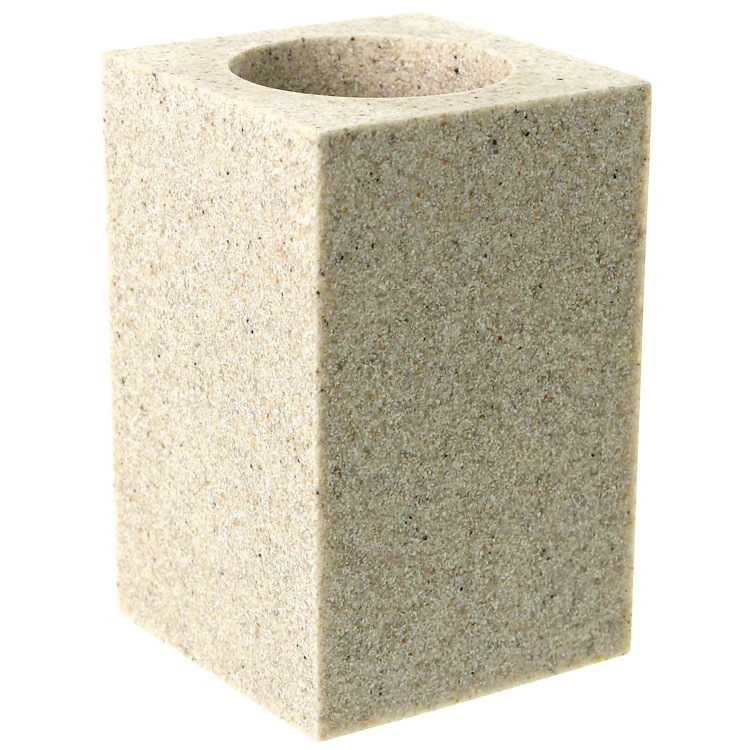 Toothbrush Holder, Gedy OL98-03, Square Free Standing Toothbrush Tumbler in Natural Sand Finish